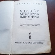 Ernest Zahn – „Miłość Seweryna Imbodena” – wyd. Renaissance, stara oprawa