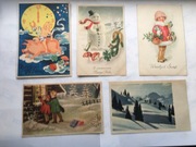 Kartki pocztowe początki PRL-u druga połowa lat 40-ych XX w 5 sztuk