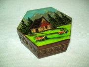 SZKATUŁKA DREWNIANA - PAMIĄTKA Z PODHALA Z PRL-u