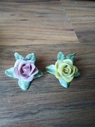 Zestaw 2 porcelanowych figurek różyczek sygnowanych Dresden