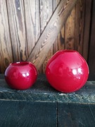 Czerwone szkło wazon świecznik kula