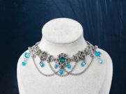 Choker elficki wrózkowy chainmaille szkło stal chirurgiczna, fantasy