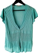 Marks & Spencer lekka bluzeczka sweterek narzutka M L XL 38 40 42  len ażur