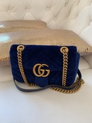 gucci blue velvet marmont bag