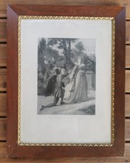 Scena obyczajowa – Stara grafika staloryt Wymiary: 73x93 cm