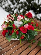 Kompozycja kwiatowa nagrobna stroik dla babci i dziadka 