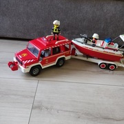 Playmobil zestaw samochód straży z łodzią