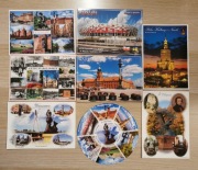 Zestaw 8 rożnych czystych pocztówek Warszawa Chopin Stadion Narodowy 2012