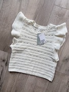 Nowa szydełkowa bluzka top kremowy h&m s