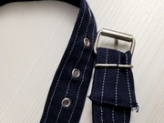 Vintage pasek materiałowy do żakietu prążki tenisowy  granatowy 
