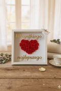 Ramka 3D Prezent  - Serce z róż - Rękodzieło OKAZJA personalizowane 