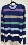 Granatowy sweter w kolorowe pasy Pre End rozmiar XXL bawełna 100%