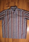 Koszula Eterna r. 46 męska wielokolor kr rękaw bawełna męska paski