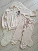 Nowy komplet beżowy dres Myszka Minnie bluza + spodnie dresowe r. 116