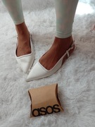 (42) ASOS/ Białe baleriny wieczorowe z odkrytą piętą z Londynu, NOWE 