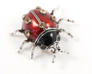 Broszka Biedronka Czerwona Cyrkonie Przypinka Pin Kryształki Super Prezent