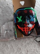 Maska LED świecąca ledowa HALLOWEEN IMPREZA PURGE neonowa maska na baterie