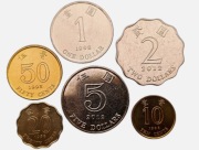 HONG KONG SET OF 6 COINS 10 CENTS - 5 DOLLARS FLOWER UNC