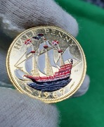 Pozłacana 24k Brytyjska moneta UK   /M35/