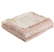 Koc Różowy Z FRĘDZLAMI 150 x 200 cm narzuta na łóżko, kanapę