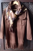 Włoska Super Modna Katanka Kurtka Narzutka z Frędzlami Czekolada