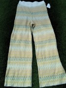 Nowe spodnie z dzianiny z szerokimi nogawkami we wzór ze złotą nitką M 38