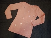 Ciepły sweterek ròz cekiny na 10-12 lat