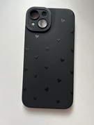 NOWE Etui na telefon iPhone 14 czarny z mini serduszkami