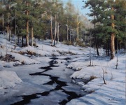 Art-124_Zimowa rzeka - obraz olejny 60x50