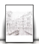 Wenecja plakat A4, miasto plakat, biało czarny 21x30, podróże plakat