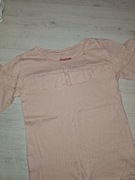 Nie używana Bluzka długi rękaw z falbanką r. 140 kolor jasna morela bawełna