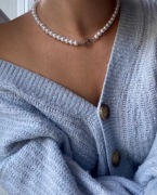 srebrny naszyjnik koraliki korale serce choker stal 