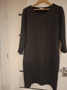 Sukienka czarna ciepła ze splotem warkoczykowym roz. 46