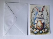 Kartka wielkanocna z kopertą – królik, jajka, święta