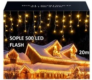 LAMPKI ZEWNĘTRZNE SOPLE LED 500 20m Światełka Świąteczne Choinkowe + FLASH