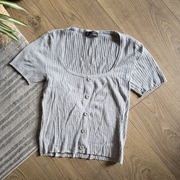 szara bluzka top Bershka basic prążkowana m
