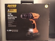 Wiertarko-wkrętarka udarowa akumulatorowa 20v 45Nm KOMPLET