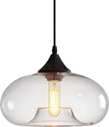 Lampa wisząca Art Deco 28 cm – szklany klosz, E27, transparentna