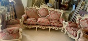 Piękny włoski wypoczynek rzeźbiony sofa 2 fotele