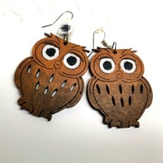 Super lekkie kolczyki sowy sówki drewniane ręcznie malowane prezent handmad