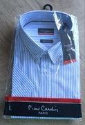 Pierre Cardin koszula długi rękaw błękitno biała paski rozmiar L