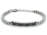 Stalowa bransoletka gruby splot oksydowana blaszka z kotwicami