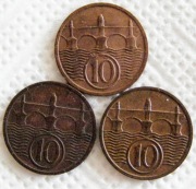 3 x 10 halerzy 1924,1930,1935 r. stan menniczy