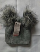 Czapka damska dwa pompony 