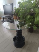 Zestaw stolik i lampa z wałów korbowych 