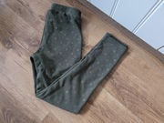 Cool club ciepłe spodnie zielone khaki w gwiazdki 140cm bdb+