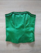 NOWY zielony gorset elegancki gotycki z falbanką satynowy gothic M