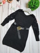Sweter kowa sukienka z koronkowym mi rękawami + pasek 104/ 110