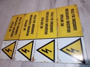 Nie dotykać urządzenie elektryczne zagrożenie dla życia. PRL emaliowane 