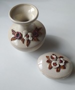Wazonik ceramiczny z puzderkiem, vintage